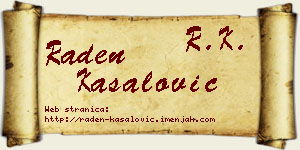 Raden Kasalović vizit kartica